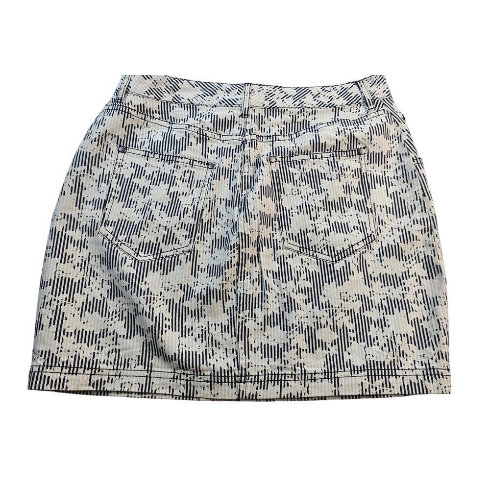 Bdg chambray denim striped floral mini skirt with pockets EUC sz 6 casual chic - Picture 2 of 7
